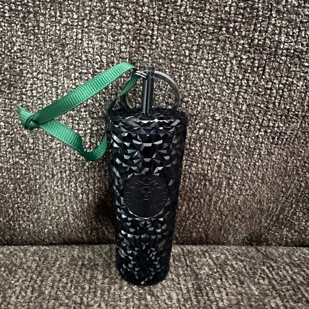 Starbucks 2024 Cold Cup Ornament Key Chain Venti Sparkly Black One Size New - Picture 5 of 11